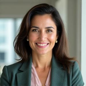 Dr. Maria Rodriguez, a warm, professional functional medicine physician, smiling confidently.