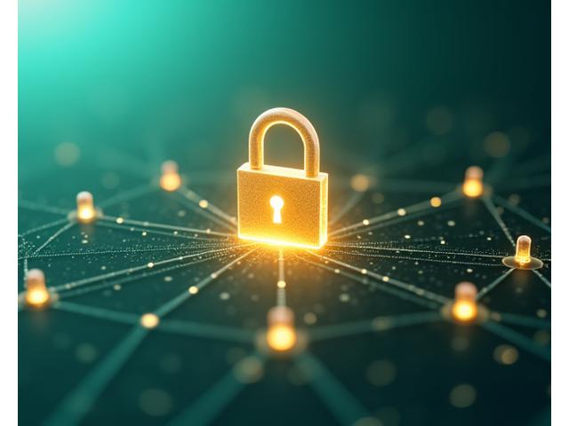 Illustration of a padlock icon superimposed over a stylized, interconnected network of people, representing digital security and community trust.