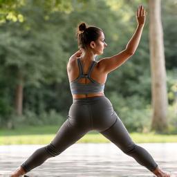 Person stretching or engaging in light exercise, indicating movement.