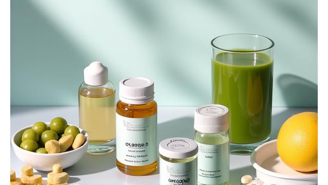 A small assortment of high-quality supplements and fortified foods, emphasizing nutrient absorption.