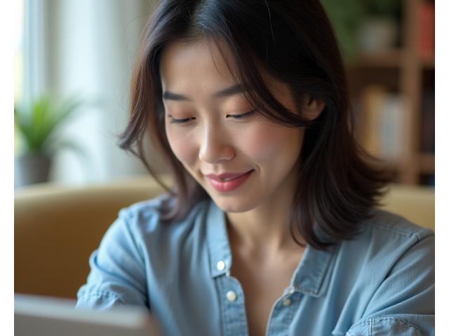 A focused woman, Maria, engaging in a cognitive brain game on a tablet, looking thoughtful.