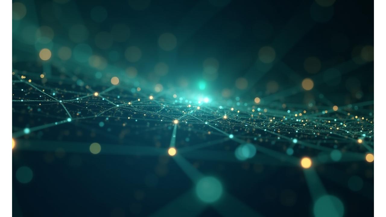 Stylized abstract depiction of an AI recommendation engine, with interconnected glowing nodes representing data and personalized health results, in a soothing green and blue color palette.