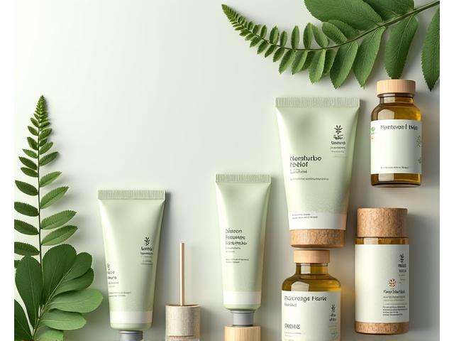 Sustainable product packaging made from recycled materials, with green leaves and a 'eco-friendly' stamp, representing responsible choices.