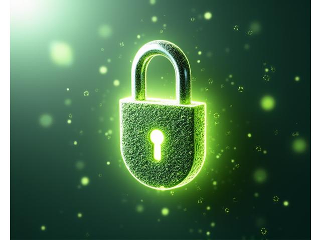 Illustration of a secure digital lock with a leaf motif, symbolizing data protection and wellness