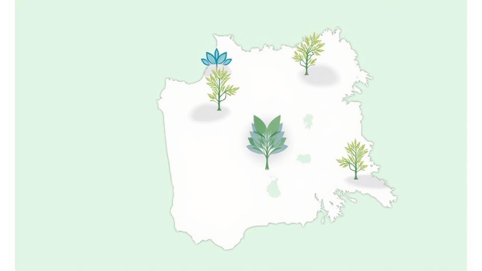 Map of San Francisco highlighting various wellness locations like parks, yoga studios, and farmers markets